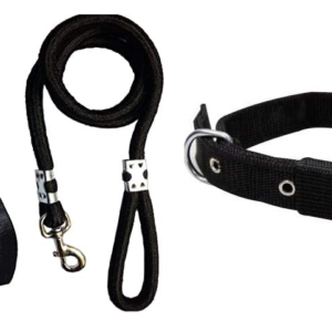 Dog Combo Pack of Harness, Neck Collar Belt and Rope Set with Double Strong Strip (Black, Medium, Multi, 10FT/3m)