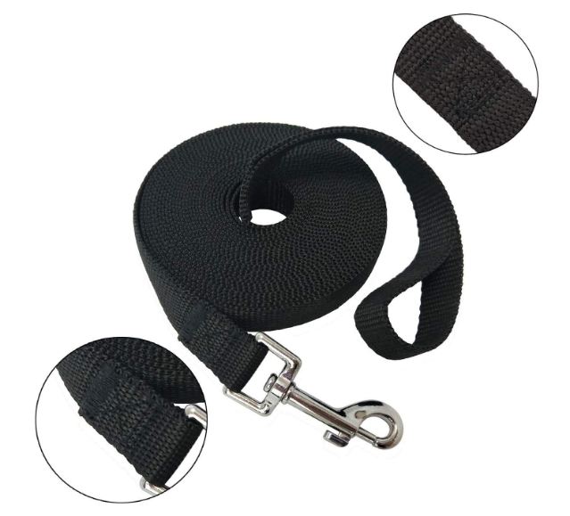 Nylon Dog Training Lead Dog Leash Long Leash 10 Ft Long Leash for Dogs (1" Inch Wide) (Black, 10 FT) - Image 4