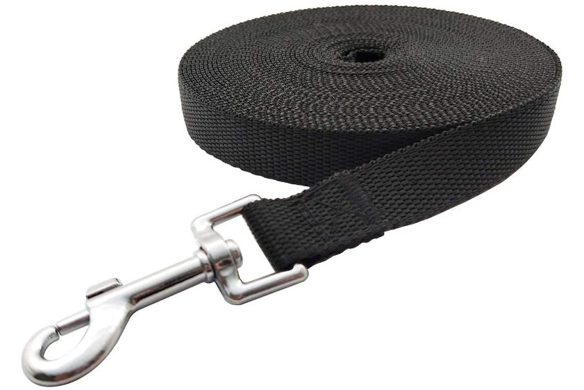 Nylon Dog Training Lead Dog Leash Long Leash 10 Ft Long Leash for Dogs (1" Inch Wide) (Black, 10 FT) - Image 5