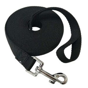 Nylon Dog Training Lead Dog Leash Long Leash 10 Ft Long Leash for Dogs (1" Inch Wide) (Black, 10 FT)