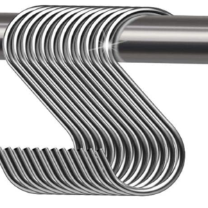 Heavy Duty Metal Chrome Finish''S'' Shaped Hook Hanger for Home Garden Organizer (Silver, Pack of 12)