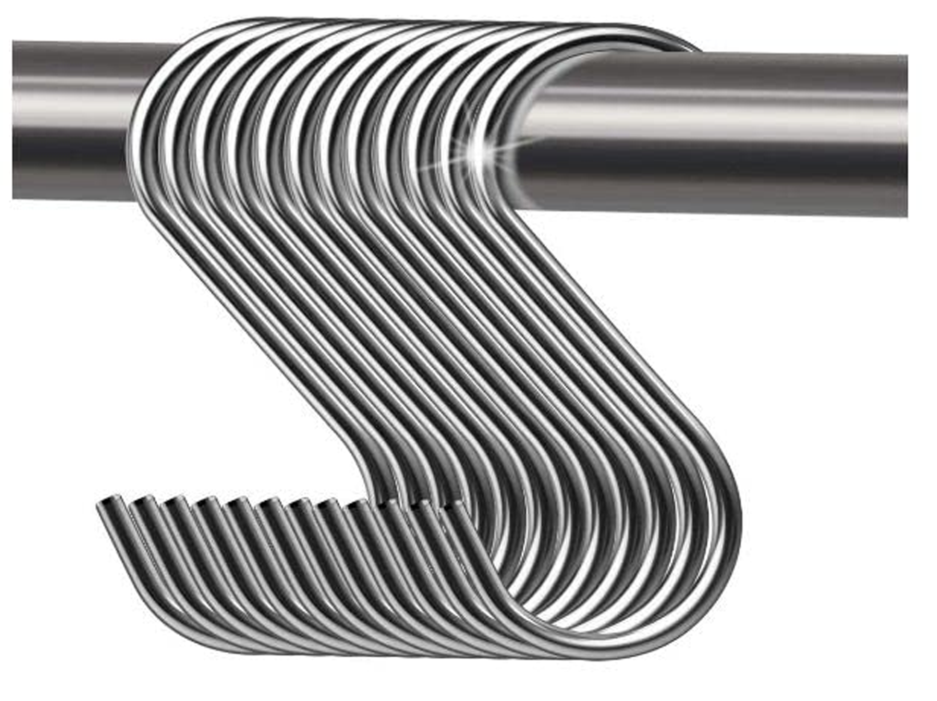 Heavy Duty Metal Chrome Finish''S'' Shaped Hook Hanger for Home Garden Organizer (Silver, Pack of 12)