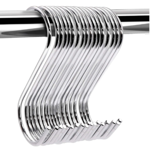 Pack of(12) DW,Chrome Finish Heavy Duty Metal S Shaped Hooks Hanger for Hanging Clothes Shower Curtain, and Appropriate Quality, Smooth Finish and Kitchen, Shop, Bathroom (3.5x1.5x3.5 Diameter 5mm)