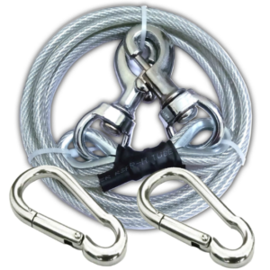 DUBIDU 7" ft Venyl Covered Cable Leash for Medium-Large Dogs. Water Proof Lead for All Sized Pets. Great for Yard, Camping, and Outdoors. Easy to use Excellent Look. (7ft)