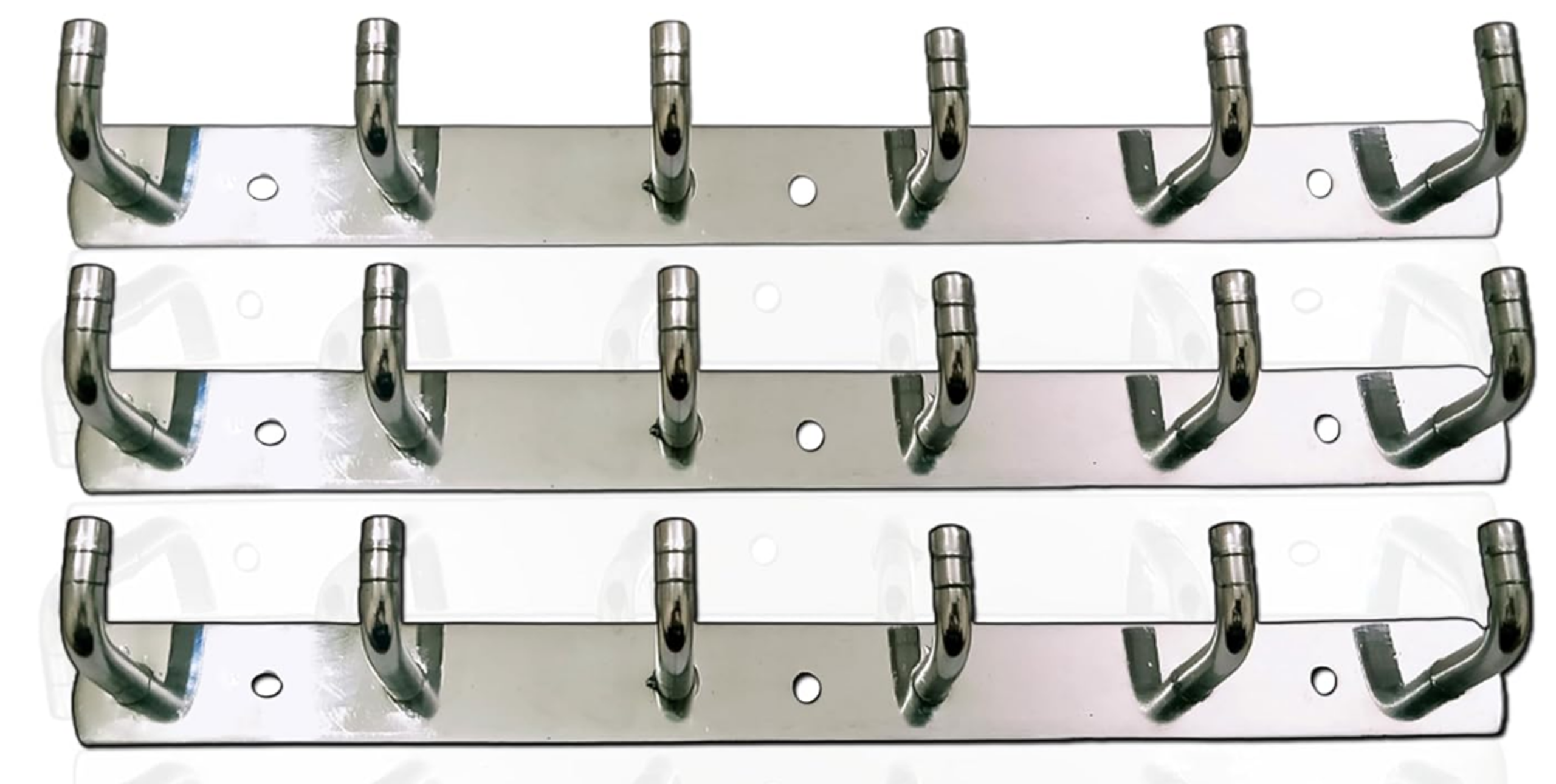 6 Pin Stainless Steel Bathroom Cloth Hooks Hanger Door Bathroom Robe Hooks Rail for Hanging Keys,Clothes,Towel (Silver) (Pack of 3)