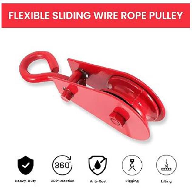 SP Electron 100Kg (0.1 T) Metal Lifting, Hoisting Wheel, Sheave Metal Climbing Pulley For Lifting Rope, Gym, Exercise, Pull Up Bar, Climbing, Hanging (Pack Of 2),Red - Image 3