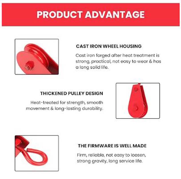 SP Electron 100Kg (0.1 T) Metal Lifting, Hoisting Wheel, Sheave Metal Climbing Pulley For Lifting Rope, Gym, Exercise, Pull Up Bar, Climbing, Hanging (Pack Of 2),Red - Image 5