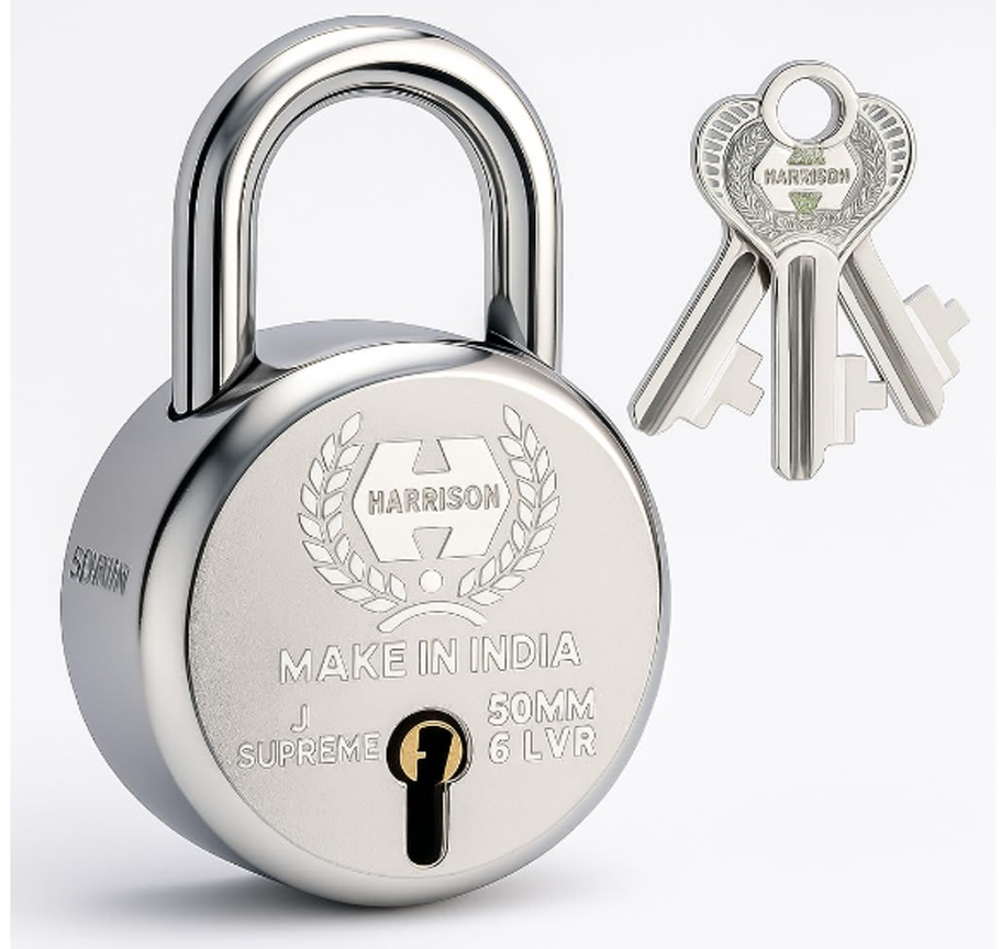 Padlocks/SUPREME-6 Lever with 3 Keys/Padlock, Padlocks, Locks for Home, Locks for Main Door, gate (Pack of 2, 50mm)