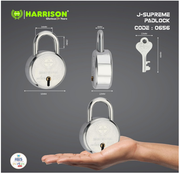 Padlocks/SUPREME-6 Lever with 3 Keys/Padlock, Padlocks, Locks for Home, Locks for Main Door, gate (Pack of 2, 50mm) - Image 2