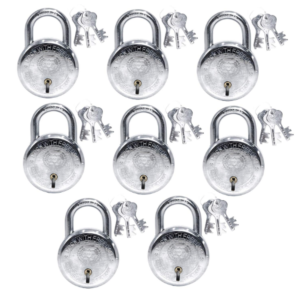 Harrison T-26 LITE/BCP-0533_PK 8 Steel 5 Levers Padlock with 3 Keys (Pack of 8), Silver