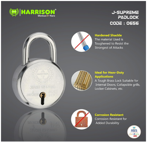 Padlocks/SUPREME-6 Lever with 3 Keys/Padlock, Padlocks, Locks for Home, Locks for Main Door, gate (Pack of 2, 50mm) - Image 3