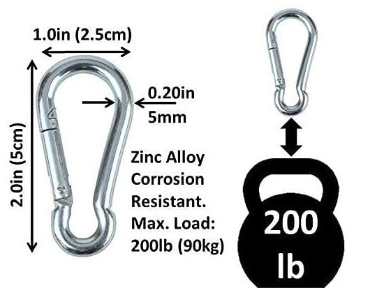 Steel Screw Spring Snap Hooks, 8mm, Heavy Duty Carabiner, Silver Finish, 6-Pack, - Image 4