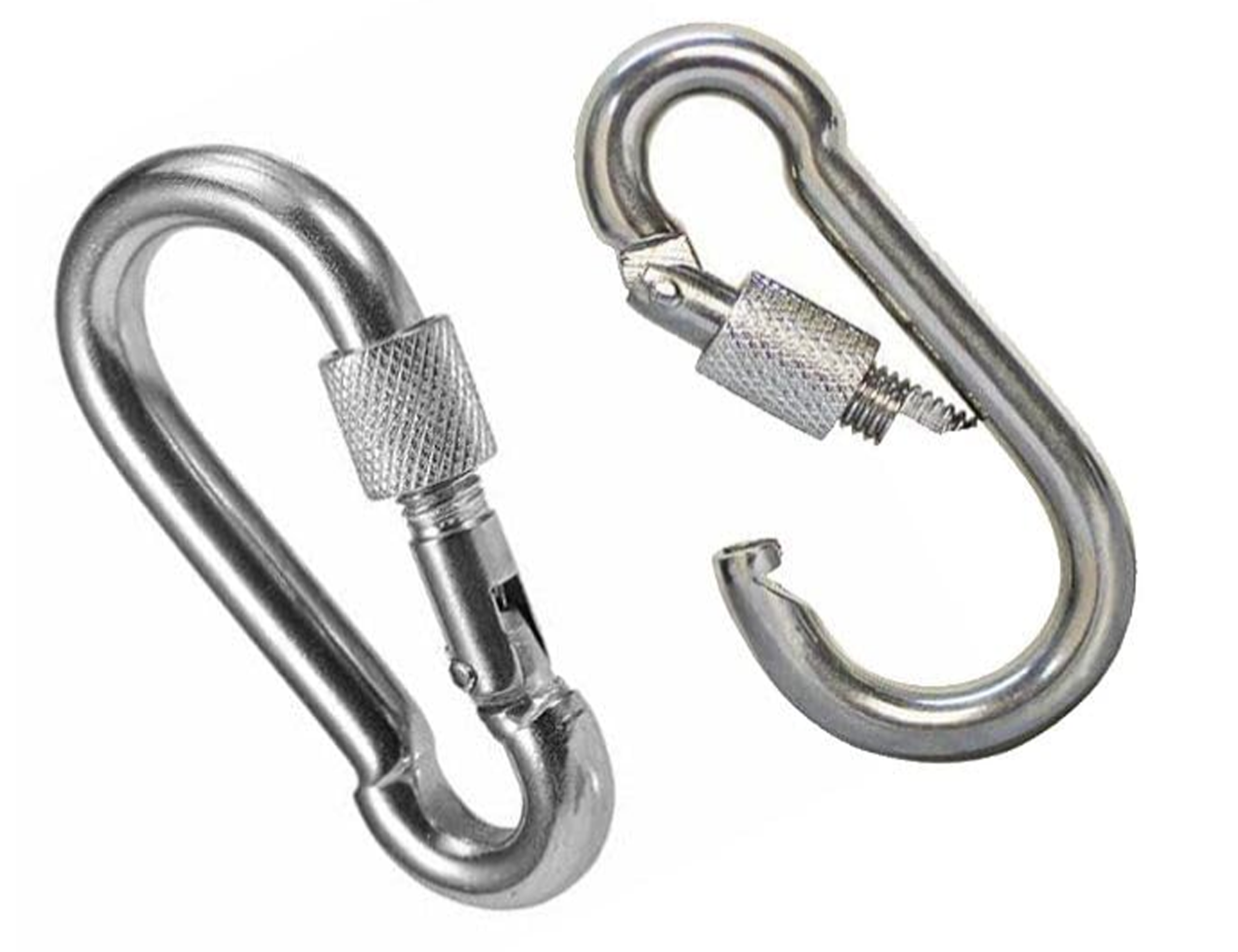 Steel Screw Spring Snap Hooks, 8mm, Heavy Duty Carabiner, Silver Finish, 6-Pack,