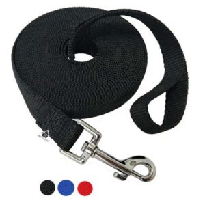 Nylon Dog Training Lead Dog Leash Long Leash 10 Ft Long Leash for Dogs (1" Inch Wide) (Black, 10 FT)