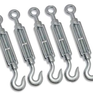 Eye to hook Turnbuckle Mild Steel Galvanized - Wire Rope Turnbuckle Straining Screw Open Body Rigging Wire Rope Tension - All sizes (8mm, 5)