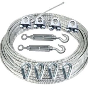 Stainless Steel Cable Wire Rope for Hoisting, (20 Mtrs Length with 4 Uclamp 4 Thimble 2 Turnbuckle