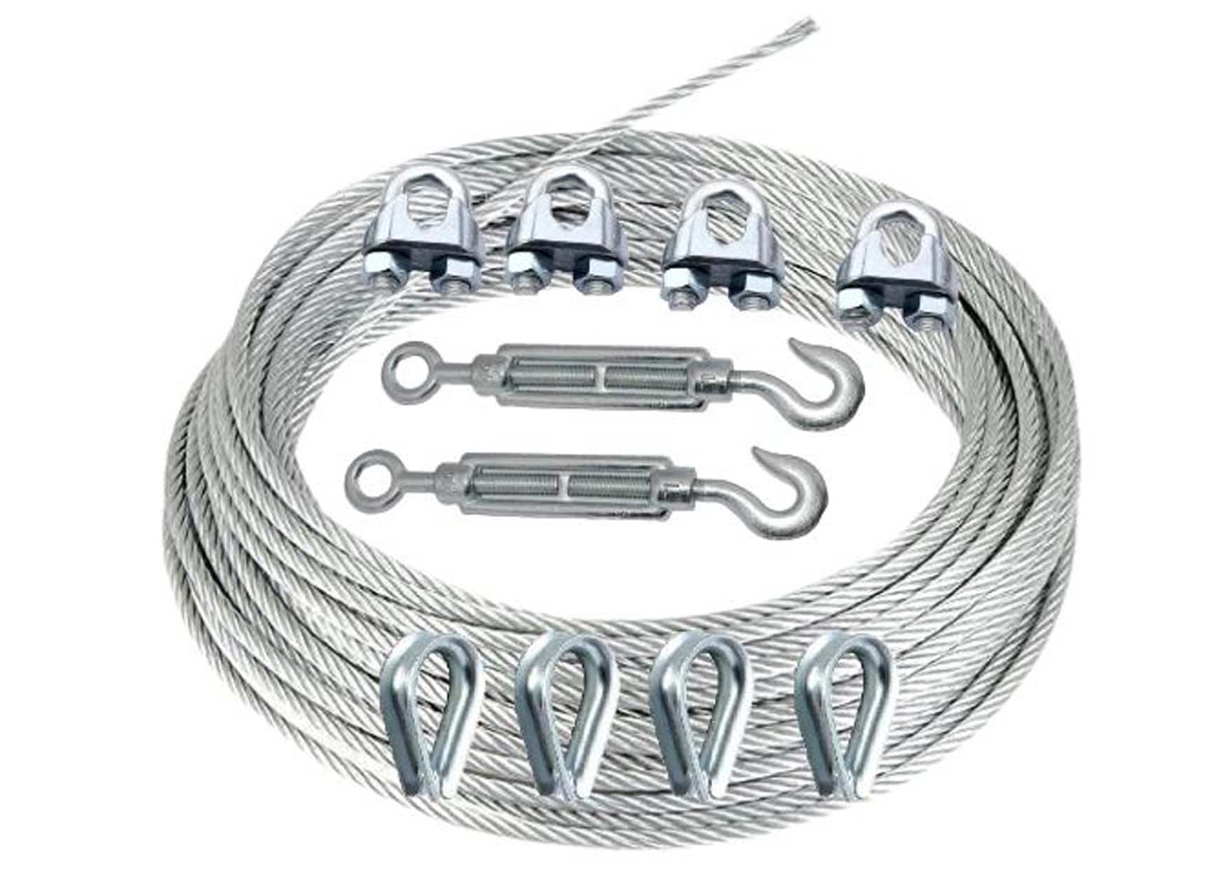 Stainless Steel Cable Wire Rope for Hoisting, (20 Mtrs Length with 4 Uclamp 4 Thimble 2 Turnbuckle