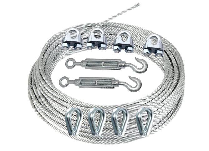 Stainless Steel Cable Wire Rope for Hoisting, (20 Mtrs Length with 4 Uclamp 4 Thimble 2 Turnbuckle - Image 2