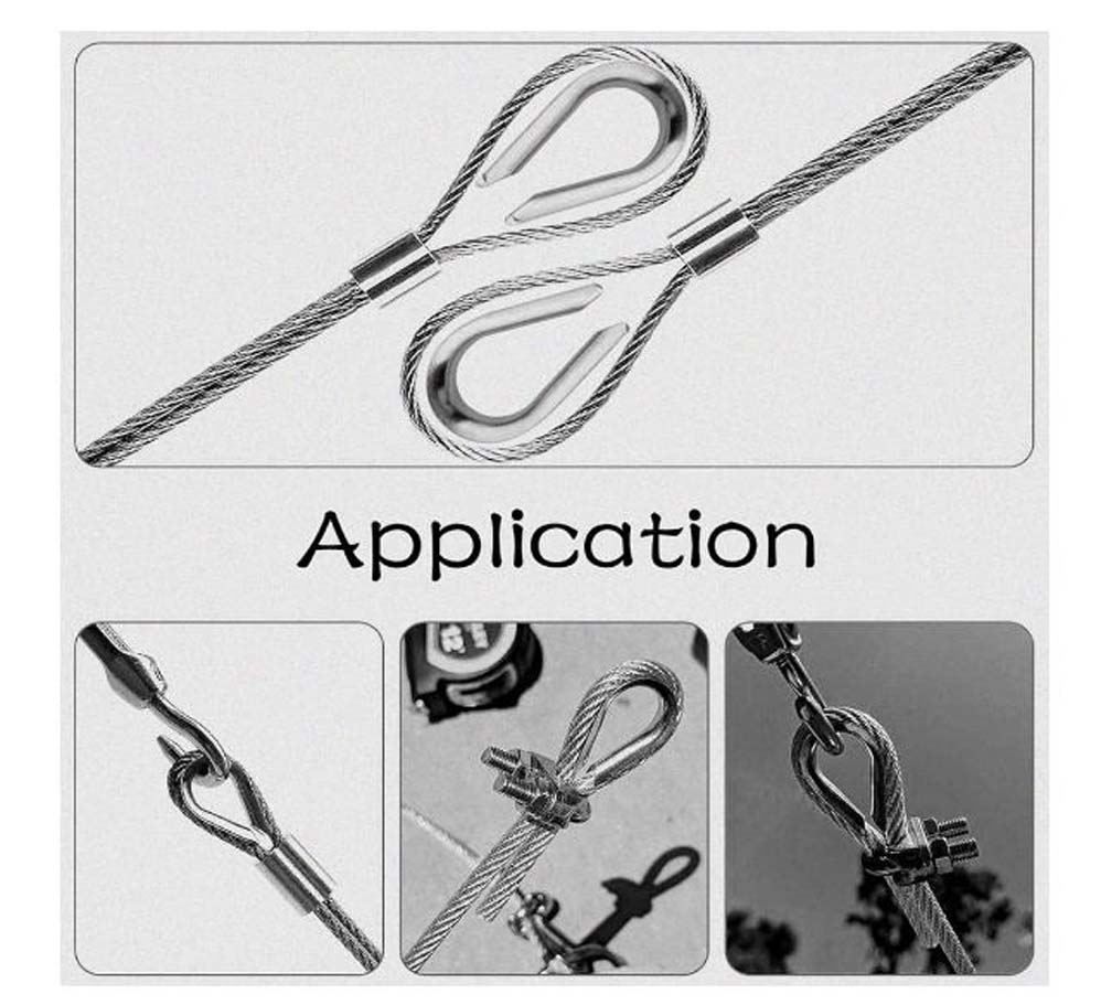 Stainless Steel Cable Wire Rope for Hoisting, (20 Mtrs Length with 4 Uclamp 4 Thimble 2 Turnbuckle - Image 4